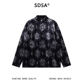 SDSA男士秋冬新款痞帅男装撞色植绒设计半高领长袖T恤百搭简约