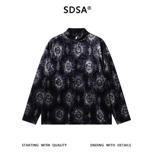 SDSA男士秋冬新款痞帅男装撞色植绒设计半高领长袖T恤百搭简约 商品图0