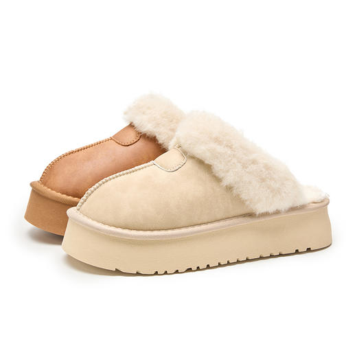 西遇厚底毛毛鞋女新款冬季外穿包头棉拖鞋保暖加绒雪地靴半拖V2457331 商品图4