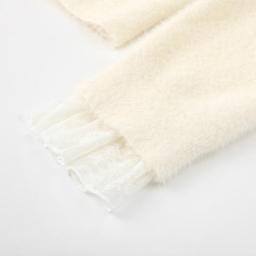 D112058蕾丝拼接温柔仿马海毛毛衣软糯针织衫25秋冬季新款女宽松上衣 商品图5