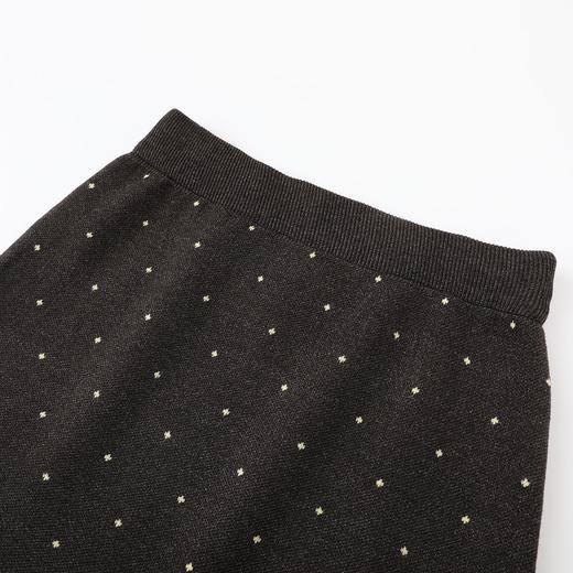 D112055深灰色波点毛衣裙a字裙半身裙25秋冬季穿搭新款女长裙子半裙 商品图2