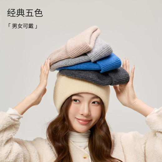 MS Lemuguet  铃兰小姐 绵羊毛针织帽 加厚加宽版 耐寒保暖 男女同款 5色可选 商品图1
