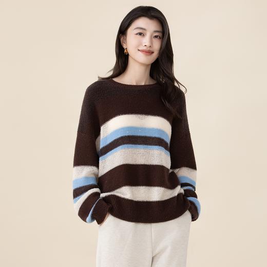 SNE8BE233诗梦拼色条纹毛衫 商品图1