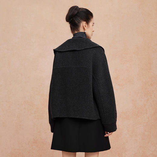 QH932斯尔丽25新款轻薄保暖性强韩版廓形简洁大方大翻领减龄短大衣 商品图6