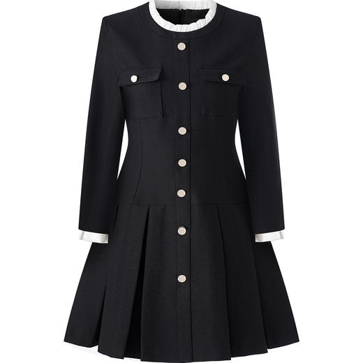 「高货wl」全新升级【铂金会员358/天猫479/差价121】(04102)洛诗琳小香风木耳花边连衣裙2025秋冬法式气质通勤百褶裙 商品图2