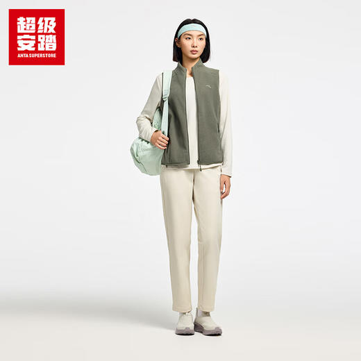 超级安踏加绒运动裤女裤秋冬保暖经编提花舒适休闲长裤子女162547301U 商品图0