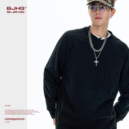 BJHG不计后果德绒卫衣男款秋冬季印花v领长袖t恤宽松内搭打底衫女 商品图0