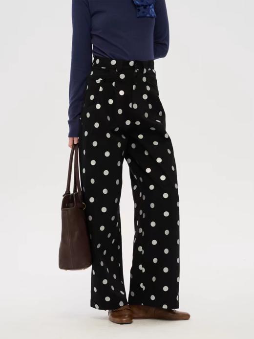 local tag/lt25awk04/银色波点印花长裤 百搭休闲阔腿裤 商品图0