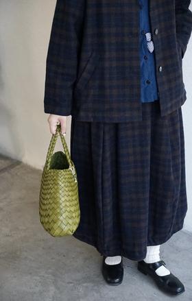 Bergfabel格纹羊绒灯笼裙