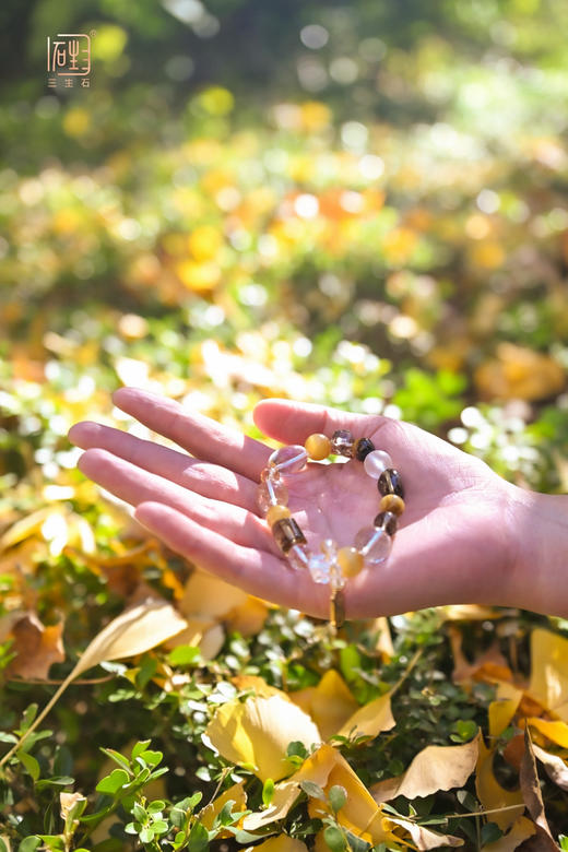 三生石美拉德色系 天然虎睛石白茶水晶能量手链 商品图8