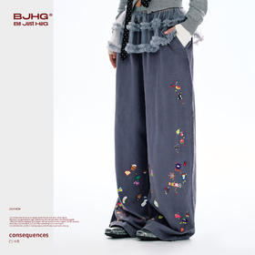 BJHG不计后果休闲裤子男款加厚2025新款冬宽松直筒卫裤针织长裤女