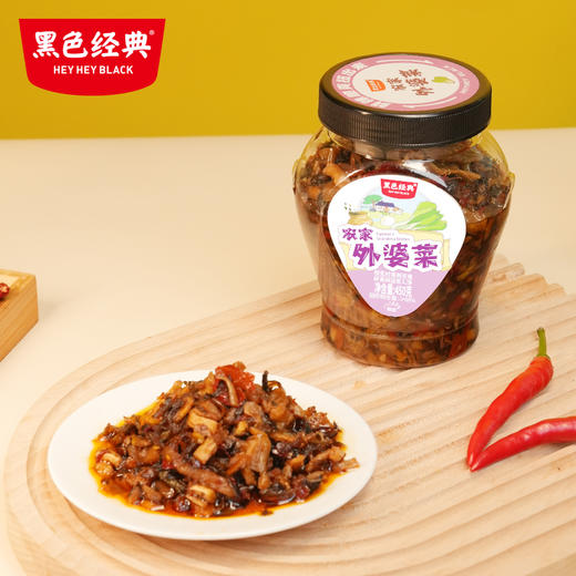 黑色经典外婆菜450g拌面下饭菜酱菜湖南特产即食咸菜拌饭酱瓶装 商品图3