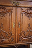 独角鹿西洋古董1890年代法国出品路易十五风格花卉卷叶纹胡桃木精雕装饰大理石台面大型边柜 商品缩略图10
