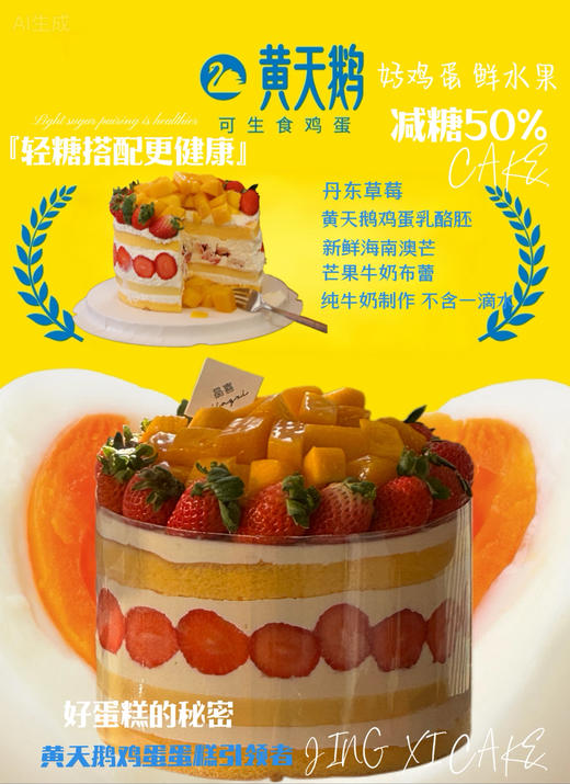 “招牌”轻糖草莓蛋糕（黄天鹅蛋蒸蛋糕体营养好吃不上火） 商品图6