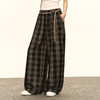 Ariseism 美式复古设计感阔腿格子休闲裤秋季新款长裤子 商品缩略图1
