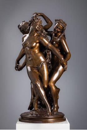独角鹿西洋古董19世纪法国雕塑大师Jean-Baptiste Carpeaux签名出品青铜群雕「Les trois GrâcesLes trois Grâces 美惠三女神」