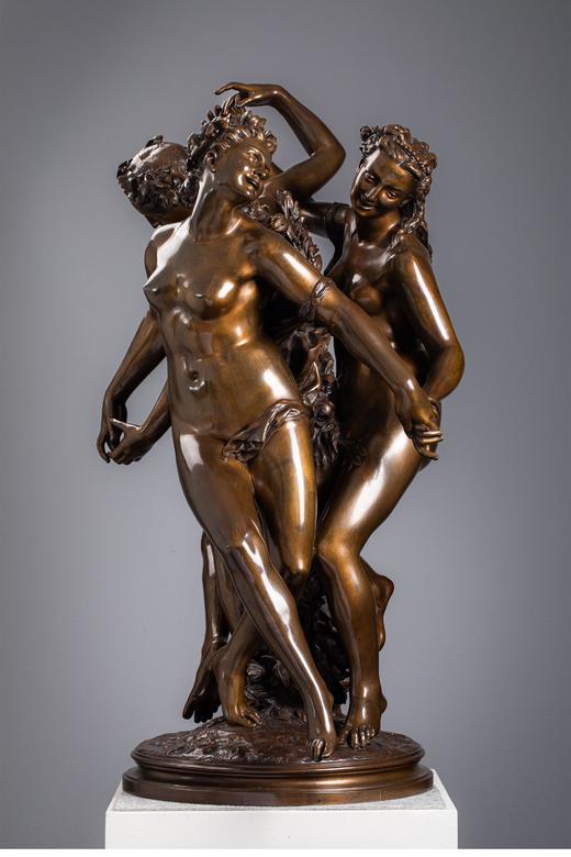 独角鹿西洋古董19世纪法国雕塑大师Jean-Baptiste Carpeaux签名出品青铜群雕「Les trois GrâcesLes trois Grâces 美惠三女神」 商品图0