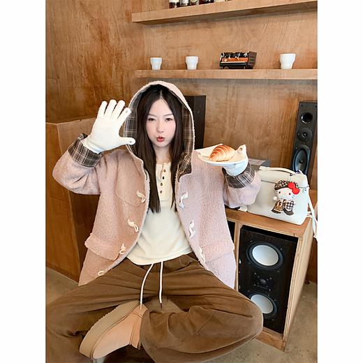 <曾小咸推荐> 现货秒杀！微信超特价！粉色连帽毛呢外套中长款牛角扣 日常339.99 立减160 秒杀179.99！ 商品图2