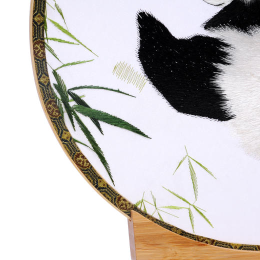 蜀锦双面绣新中式楠木座屏—憨态 商品图7