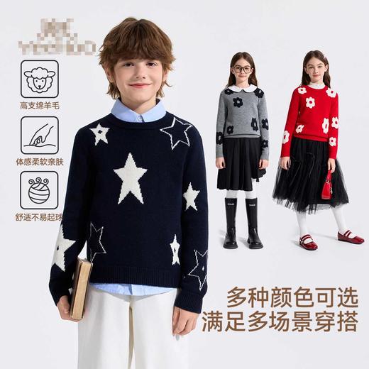 【100%绵羊毛】【英氏】【110-160】男女童冬款纯羊毛针织衫毛衣 商品图1
