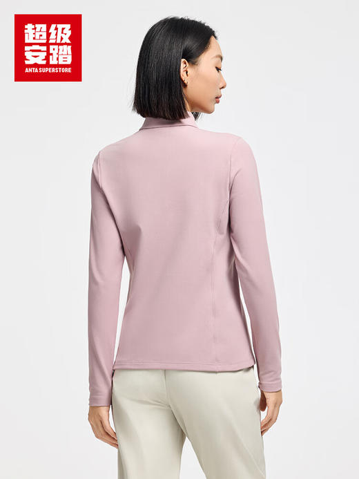 超级安踏加绒长袖运动T恤女士秋冬保暖甲壳盾修身立领套头衫162547401U 商品图1