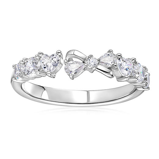 卡蒂罗KADER 结爱情侣对戒 925银闪锆点缀蝴蝶结璀璨闪耀简约大方开口可调节一对 钟爱久久爱意交织 商品图1