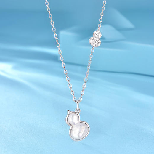 卡蒂罗KADER 福禄双全项链 新中式925银闪锆满缀葫芦白月光轻奢大气高级感锁骨链 日常小众百搭 商品图2