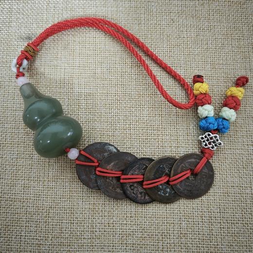 仿古朱砂五帝钱葫芦    白玉葫芦五帝钱     翠玉葫芦五帝钱 商品图3