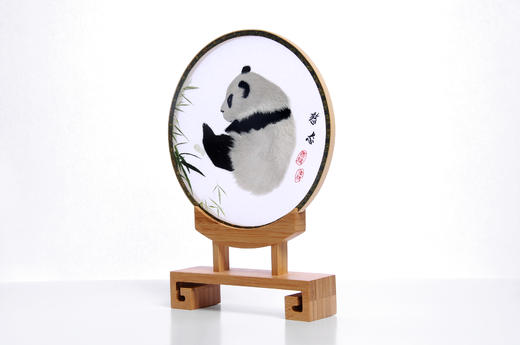 蜀锦双面绣新中式楠木座屏—憨态 商品图4