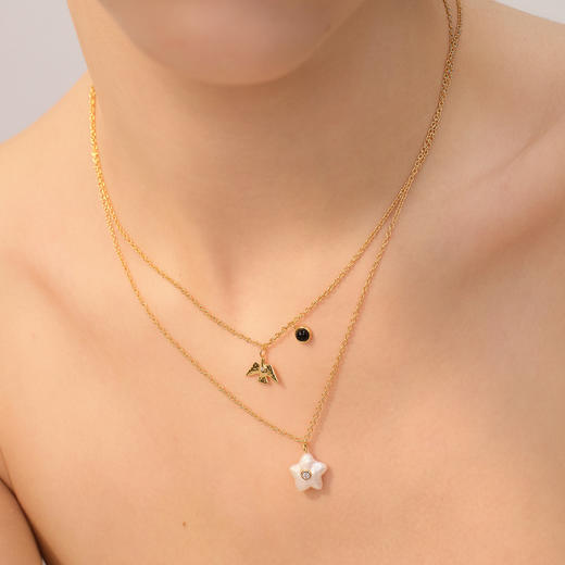 【微信专享款】ARSIS｜秘密花园系列 飞鸟四叶草双吊坠项链 商品图10