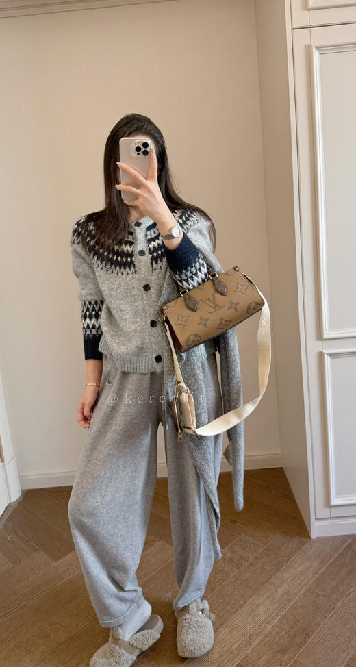 羊驼羊毛针织混纺费尔岛毛衣开衫 商品图0