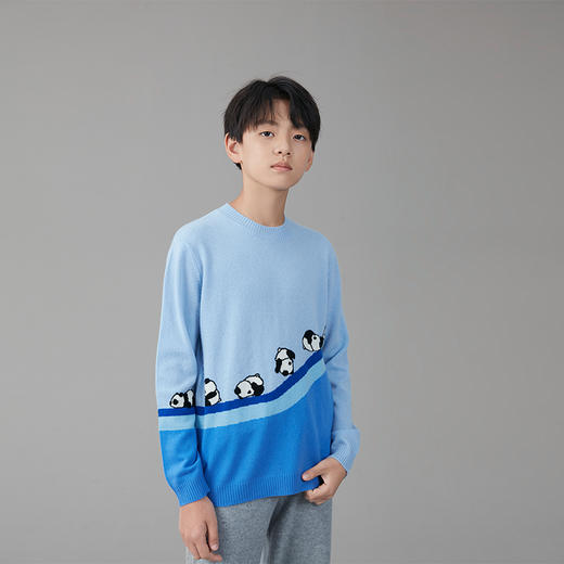 🎁【满赠活动】MOKA莫卡儿童羊绒｜翻滚熊猫手动嵌花套头衫（奇趣萌宠系列） 商品图1