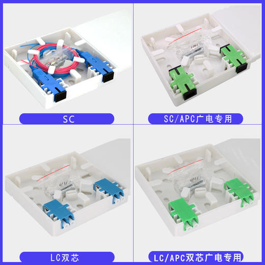 86型SC光纤面板信息盒双口墙壁挂墙光缆入户盒LC光纤信息桌面盒FTTH光纤通信工程跳线入户盒含法兰适配器尾纤斜口86型光纤面板单双口SC/LC通用型二口光纤插座86底盒光纤网络 商品图4