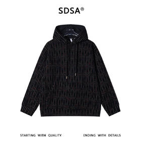 SDSA男士秋冬新款痞帅男装韩版彩色竖纹抽绳连帽卫衣百搭潮流上衣