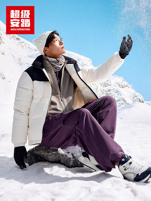 超级安踏防泼水羽绒服男女同款秋冬拼色鸭绒保暖防风夹克外套172548901U 商品图0