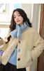 D112054浅黄色带围巾毛毛外套夹棉短款25秋冬季新款女装蓝色长袖上衣 商品缩略图10