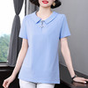 纯棉短袖女t恤2025夏季新款宽松大码女装妈妈半袖女士娃娃领上衣 商品缩略图1
