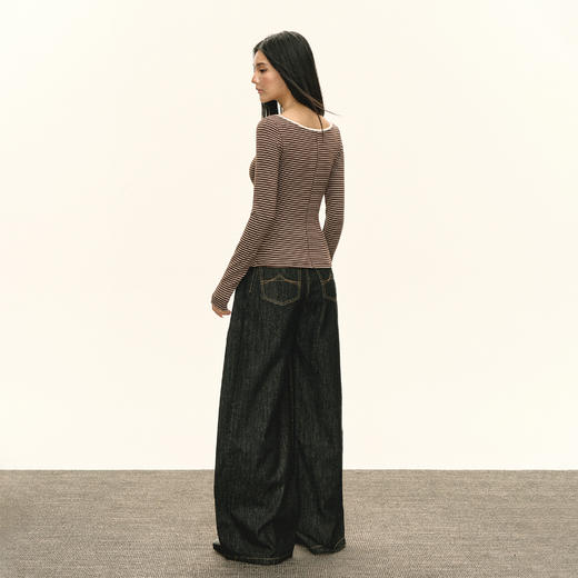 Ariseism 美式复古设计感阔腿宽松牛仔裤女秋季新款长裤子 商品图2