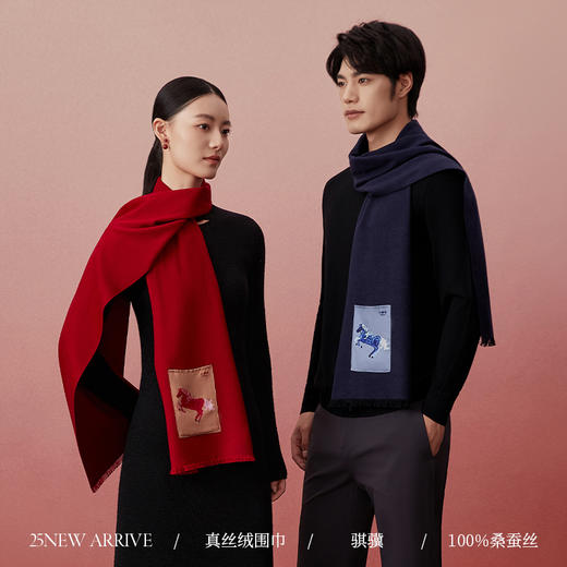 万事利“骐骥”真丝绒围巾 商品图0