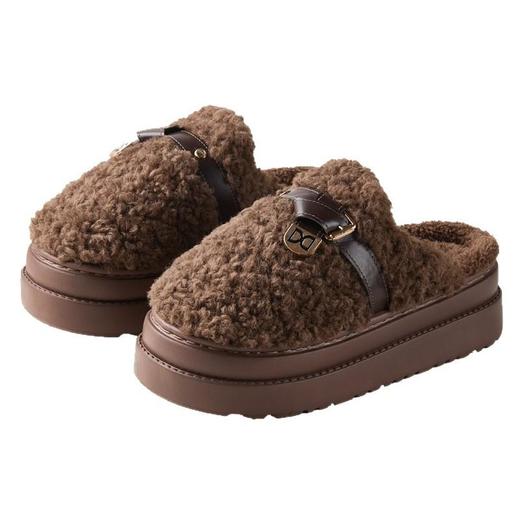 【莱斯卷棉拖鞋】女秋冬季新款厚底居家踩屎感防滑加绒保暖毛毛棉拖 商品图4