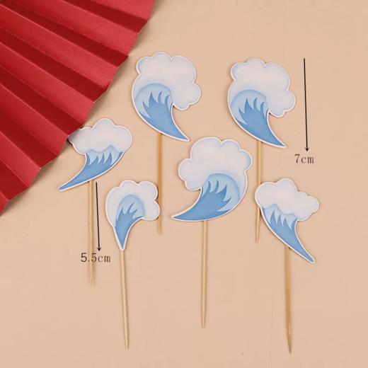 6支装 竹签海浪插件 蓝色系浪花插件 毕业季海洋系列装饰插件插卡 商品图0
