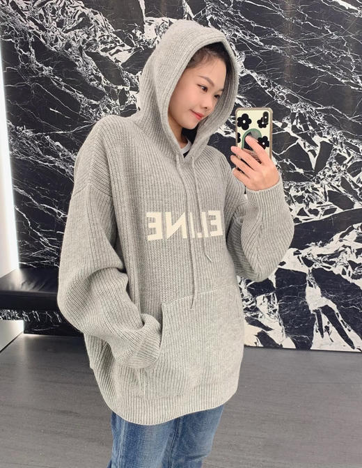 赛琳 25秋冬新款 贴布刺绣连帽针织衫(TM) 商品图9