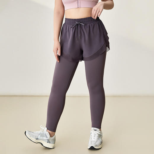 【限时秒】YOGACODE【火树银花系列】大码假两件运动裤女梨形身材显瘦紧身长裤DWW225662 商品图4