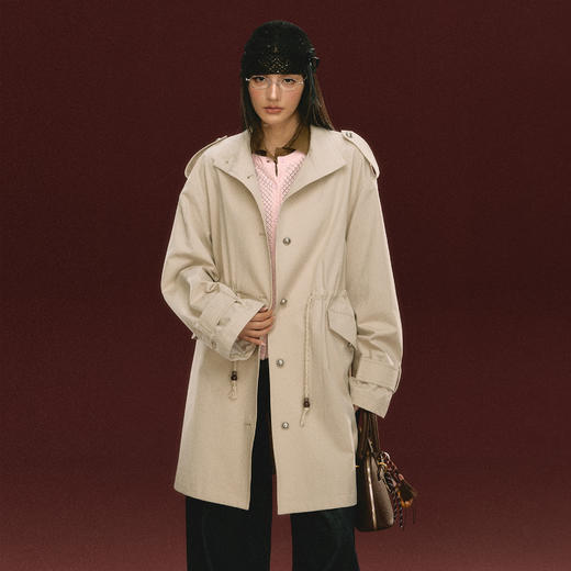 Ariseism 美式复古设计感中长款风衣女秋季新款气质上衣 商品图0