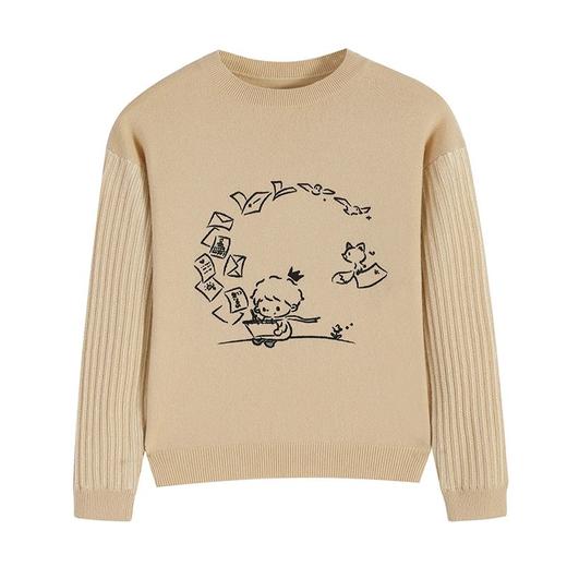 🎁【满赠活动】MOKA莫卡·手绘小王子系列寄语（数码印刷拼色袖套头衫） 商品图0