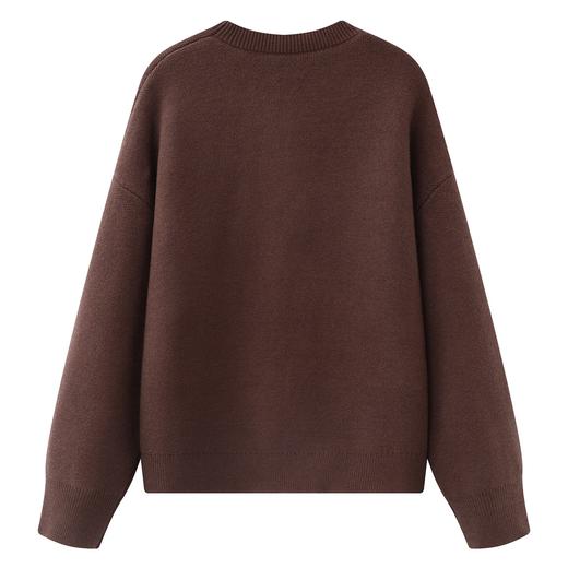 D112059棕色小熊毛巾刺绣软糯圆领毛衣女装宽松打底针织衫 商品图6