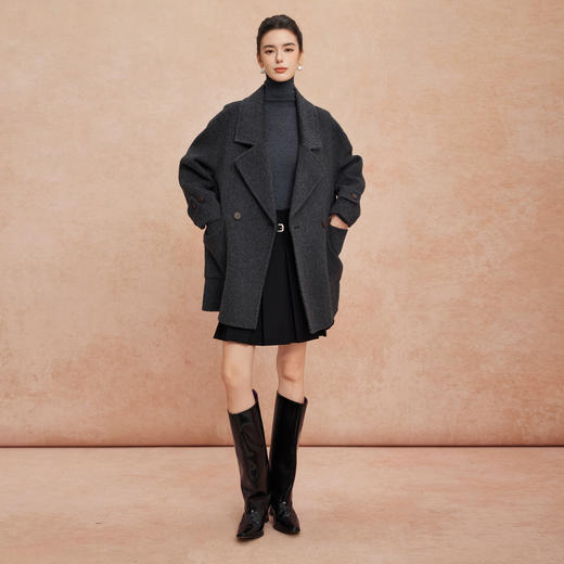 QH926斯尔丽2025新款韩版廓形慵懒风一手长女式羊毛大衣 商品图11