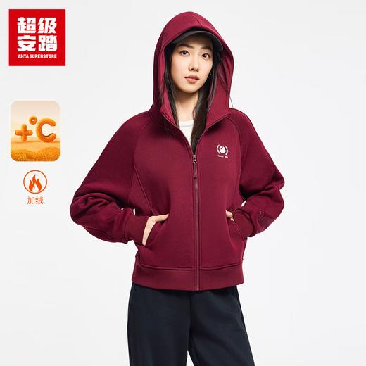 超级安踏加绒连帽外套女士秋冬保暖网球复古休闲百搭运动夹克162548723U 商品图0