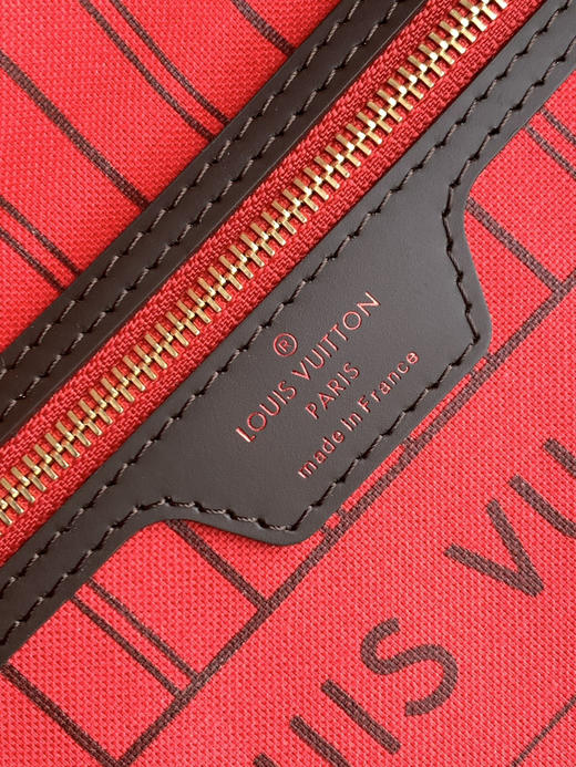 秋冬特惠💰1190 渠道级LV【全钢五金 MB163c01变码芯片】te级LV 全套包装 N41359咖啡格红内里 NEVERFULL 小号手袋 Neverfull 小号手提包 商品图8