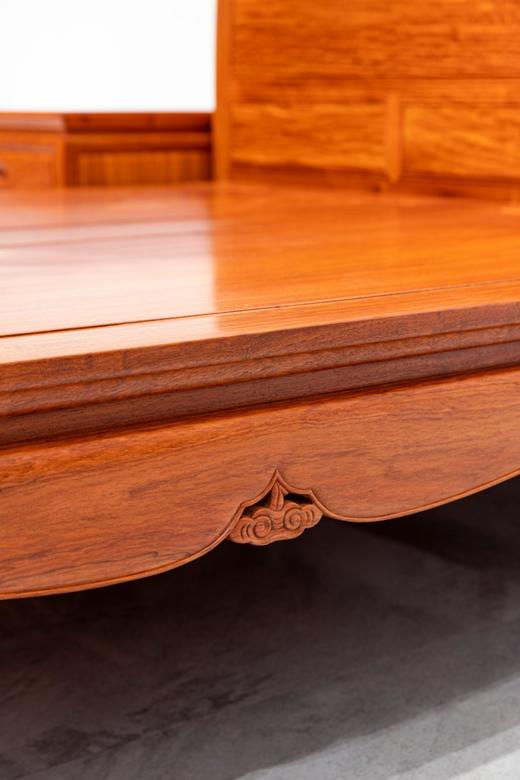 红桥红  家具严选  缅甸花梨（大果紫檀）【150 如意素面大脚 高低床 三件套】 商品图4